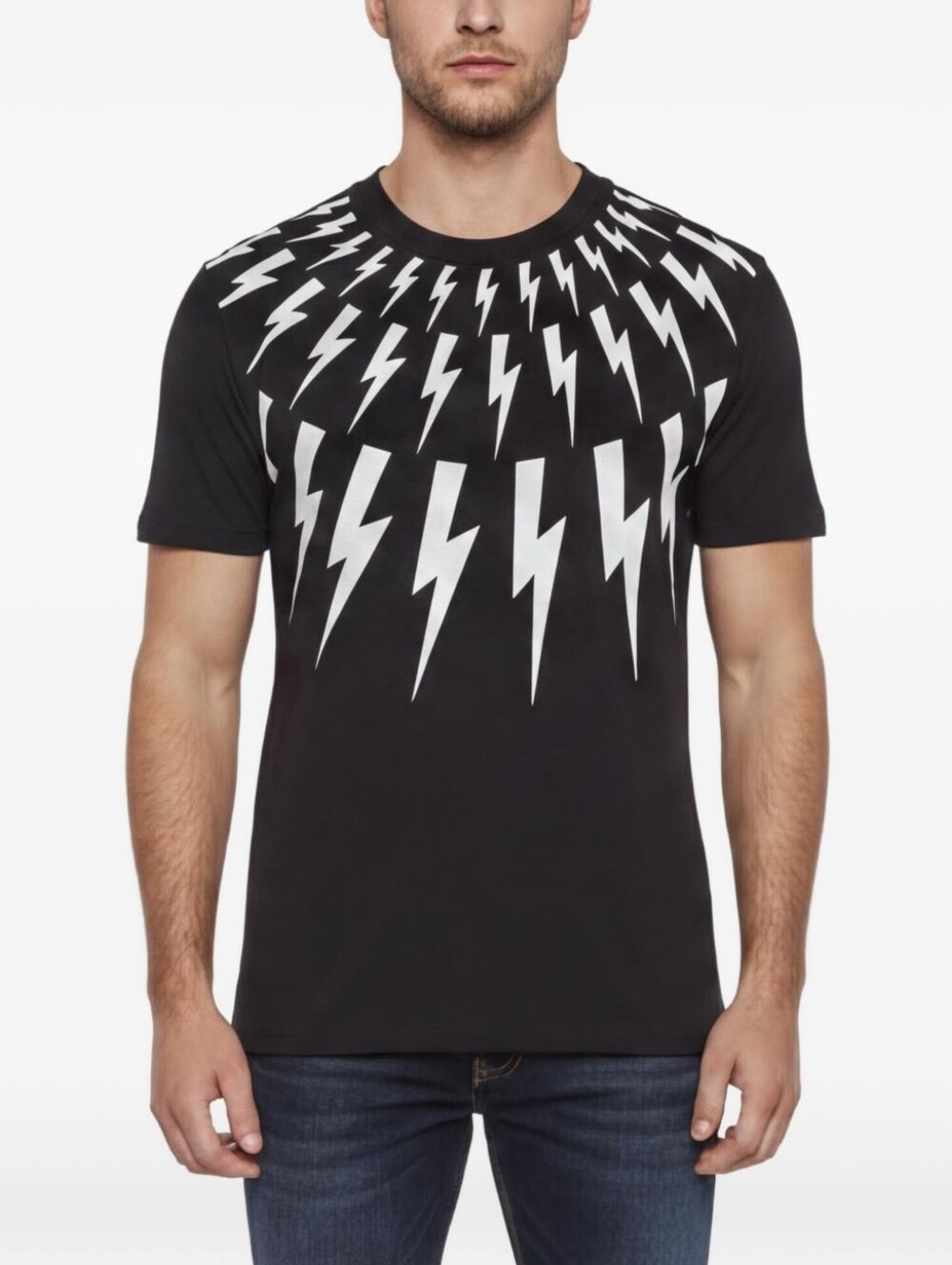 Neil Barrett Thunderbolt Graphic Tee in Black and White
